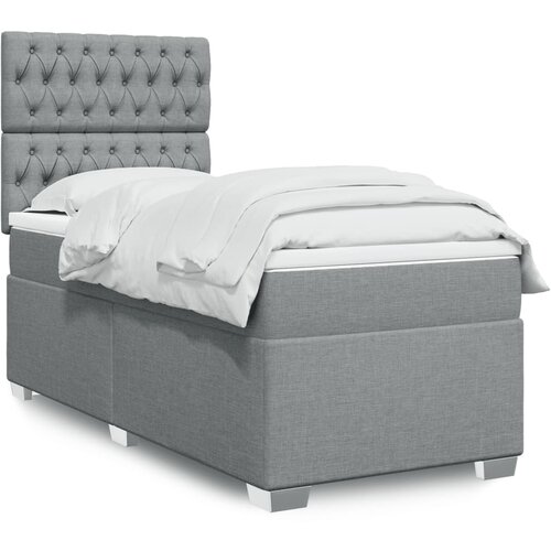 VidaXL Box spring postelja z vzmetnico svetlo siv 100x200 cm blago Slike