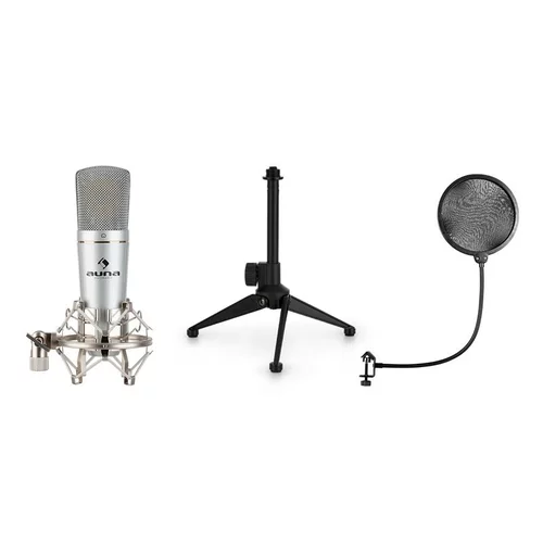 Auna MIC-920, USB mikrofonski set V2, kondenzatorski mikrofon, stalak, pop filter, kardioidna karakteristika