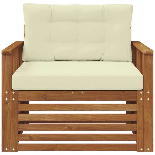  Set vanjskih sofa Čvrsto drvo akacije i poliester Prirodna - Prirodna boja i krem Okomite letvice Slike