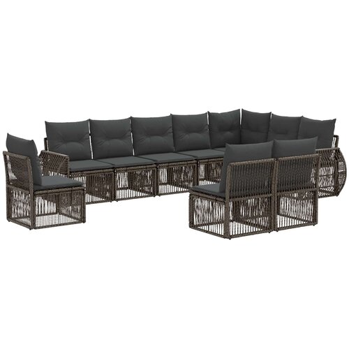vidaXL Vrtna sedežna garnitura 10 pcs Siva in temno siva poli ratan, (5000272633) Cene