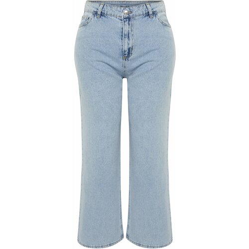 Trendyol Curve Blue High Waist Straight Fit Jeans Cene