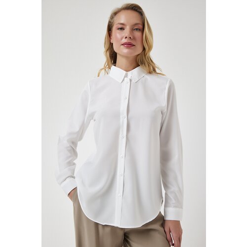 Happiness İstanbul Women's White Soft Textured Basic Shirt Slike