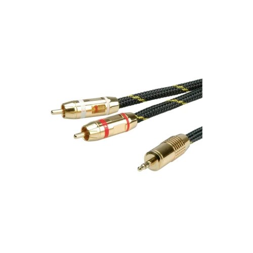 Roline 11.09.4276 klinker avdio priključni kabel [1x 3\,5 mm banana moški konektor - 2x moški cinch konektor] 5.00 m črna/zlata zaščiten, (20431439) Cene
