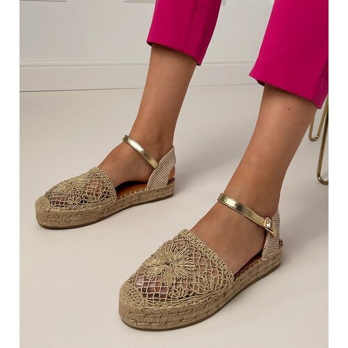Gemre Golden perforated espadrille sandals Santos Cene