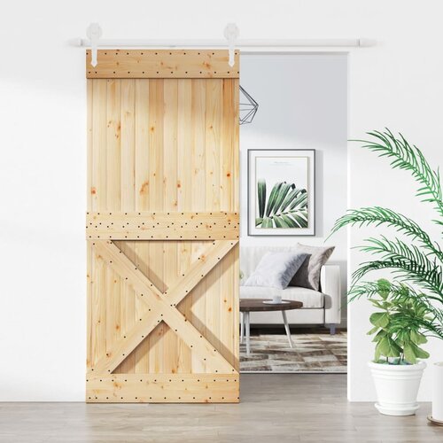 vidaXL Drsna vrata s kompletom vodil 90x210 cm trdna borovina Cene