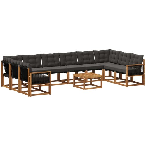 vidaXL Zunanja garnitura za sedenje z blazino 11 pcs Naravna in črna, (5000282221) Cene