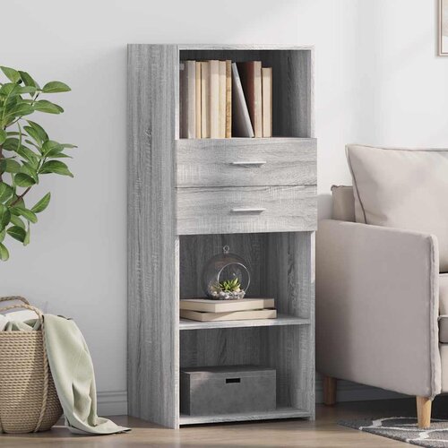  Visoka komoda siva boja hrasta 50x42,5x124 cm konstruirano drvo Cijene