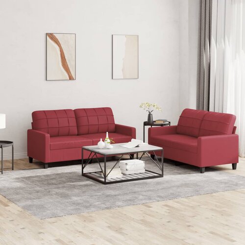  2-dijelni set sofa s jastucima boja vina od umjetne kože Cijene