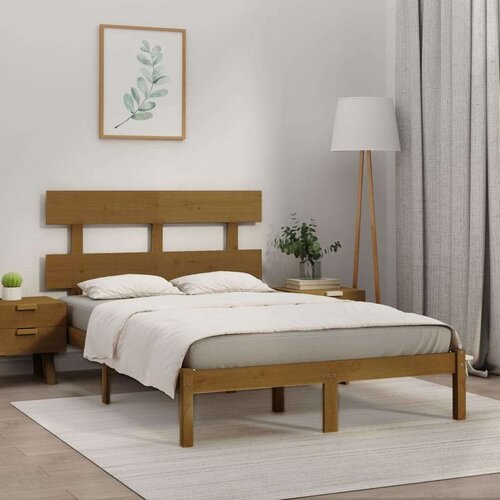  Posteljni okvir medeno rjav iz trdnega lesa 200x200 cm, (20644670) Slike