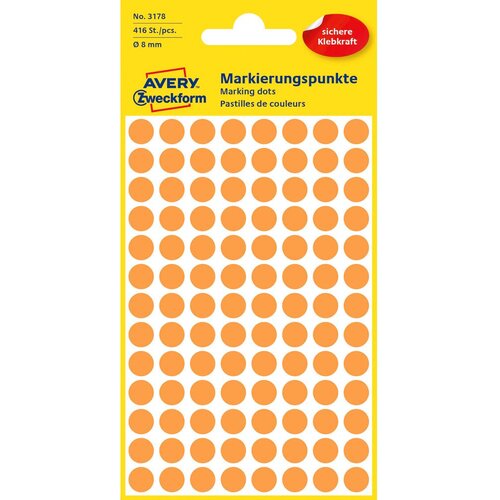 Avery Zweckform naljepnice točke neon narančaste 8mm Slike