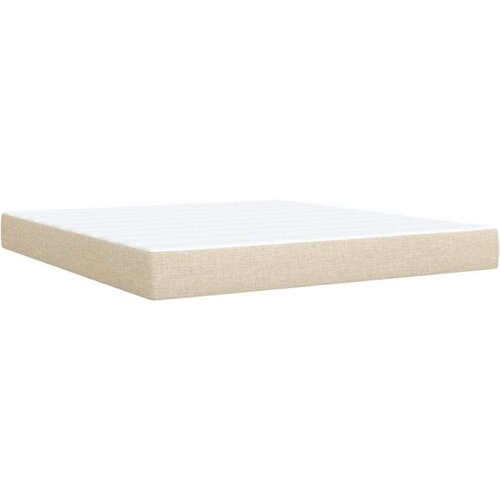 VidaXL Krevet s oprugama i madracem krem 180x200 cm od tkanine Slike