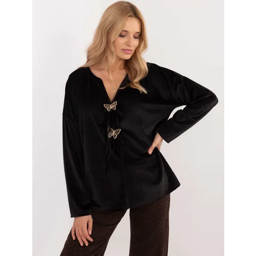 Fashion Hunters Black velour blouse large size