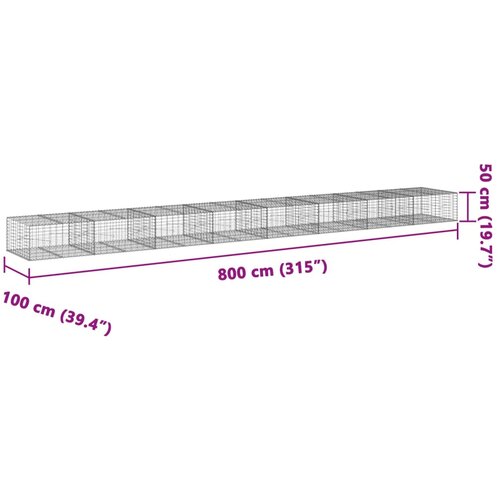  Gabionska ko&amp;scaron;ara s poklopcem 800x100x50 cm pocinčano željezo Slike
