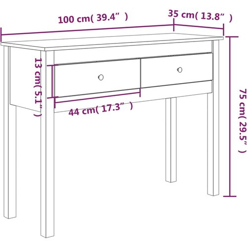  Konzolni stol bijeli 100x35x75 cm od masivne borovine Slike