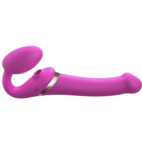 Strap-On-Me Multi Orgasm Strap-On Vibrator with Licking Stimulator Pink M