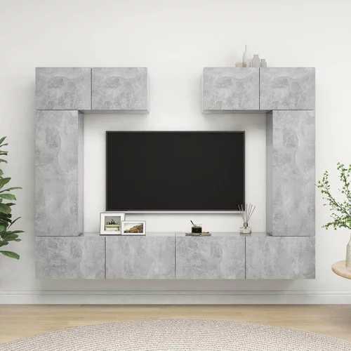  Komplet TV omaric 6-delni betonsko siva iverna plošča, (20914195)