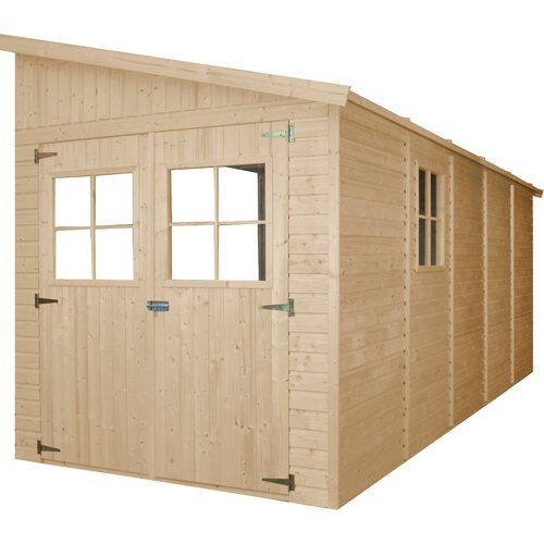 Timbela Lesena vrtna hiša (s 3 stenami) - H244x216x513 cm/10 m2 - Vrtna lopa s podi - M341+M341G, (21956347) Cene