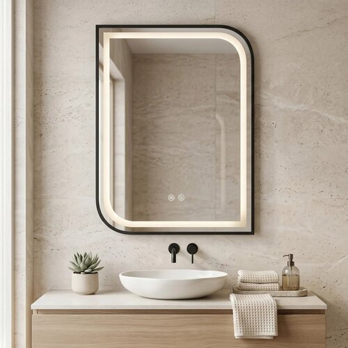 Rea Stensko ogledalo LED ZONE 70X50 BLACK Cene