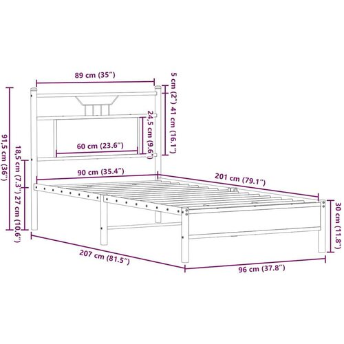 VidaXL Okvir kreveta bez madraca boja hrasta sonome 90 x 200 cm drveni Slike