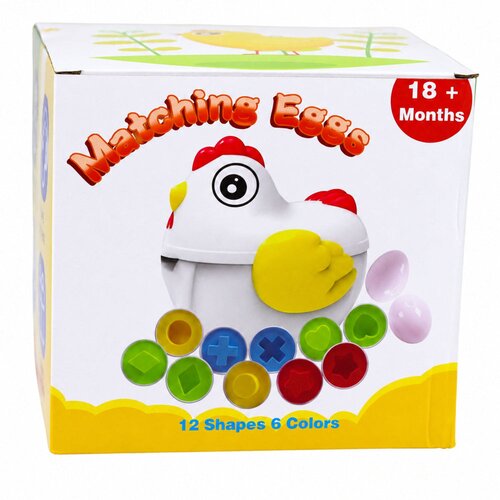  Educational Hen 12 Egg Sorter Learning Shapes Colors Set Slike