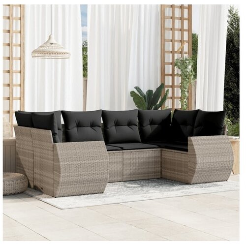 vidaXL 6-dijelni set vrtnih sofa od poliratana s jastucima svjetlosivi Cijene