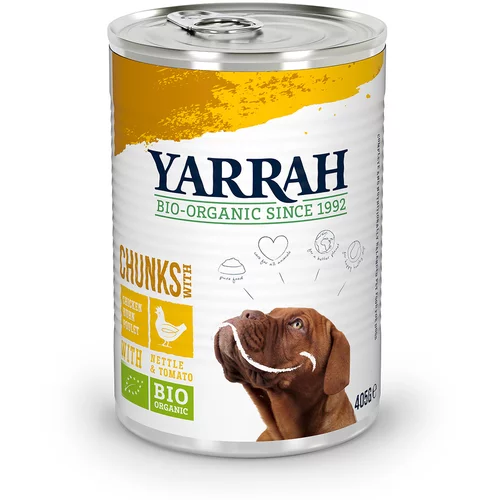 Yarrah Varčno pakiranje Bio 12 x 400 g oz. 405 g - Bio piščanec z bio koprivo & bio paradižnikom (12 x 405 g)