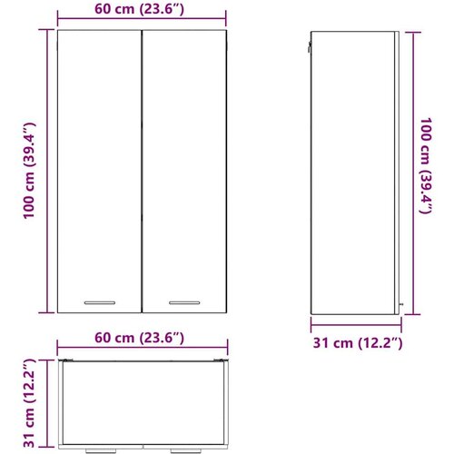  Viseći ormarić s policom Riga Siva Sonoma 60 x 31 x 100 cm Slike