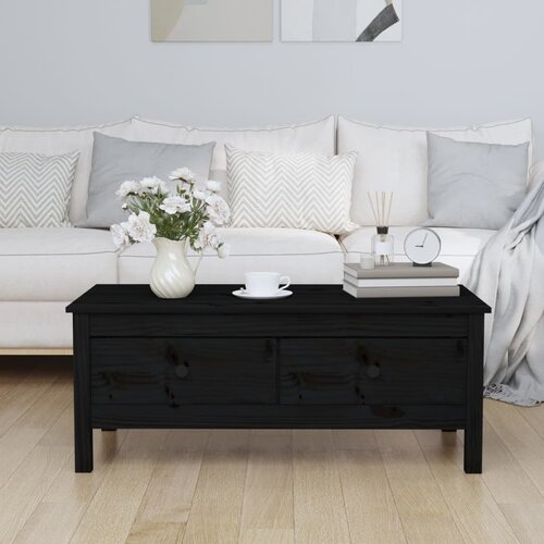 VidaXL Klubska mizica črne 100x50x40 cm trdna borovina Slike
