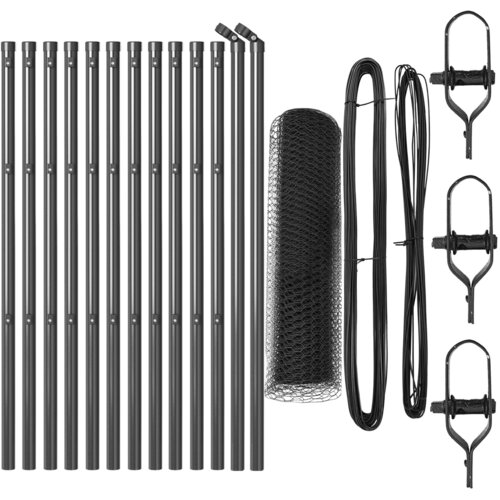 VidaXL heksagonalna ograda siva 0,8x25 m čelik, stupovi za ogradu 13 kom sivi &amp;Oslash;32 mm 120 cm galvanizirani čelik Slike