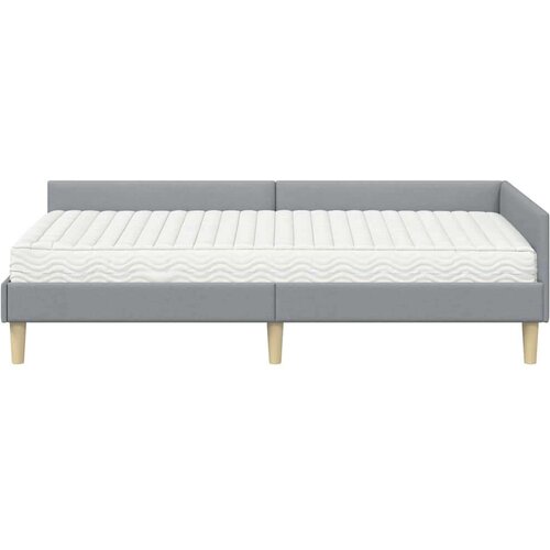  Kutni krevetni okvir s madracem 2 pcs Svijetlo siva tkanina Slike