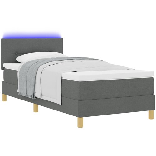 VidaXL Box Spring Krevet s Madracem &amp;amp; LED Tamno Siva 100x200 cm Tkanina Slike