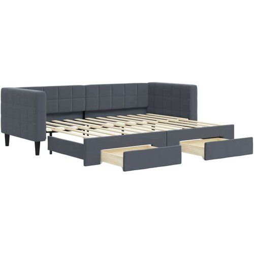 VidaXL dnevni krevet na razvlačenje i ladice tamnosivi 80x200 cm Slike