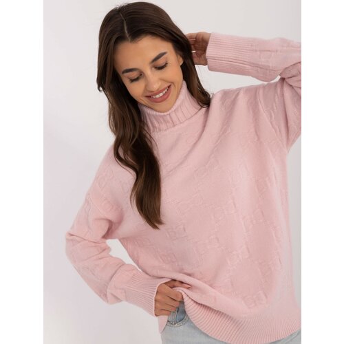 Fashion Hunters Light pink oversized turtleneck sweater Slike