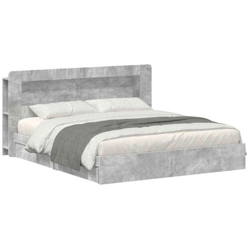  Okvir kreveta s pohranom s ladicama Betonska siva 200 x 200 cm - Betonska siva 200 x 200 cm sa središnjom policom Cene