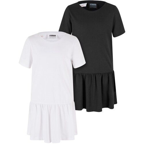 Urban Classics Kids Valance Tee Dress for Girls - 2 Pack White+Black Cene