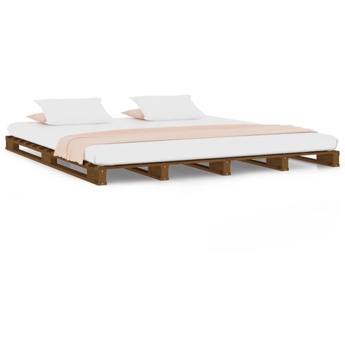 VidaXL Postelja iz palet medeno rjava 150x200 cm trdna borovina 5FT, (20707545) Slike