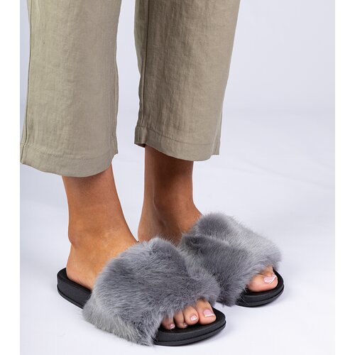 D/CEO marka niezdefiniowana Gray fur slides Manny Slike