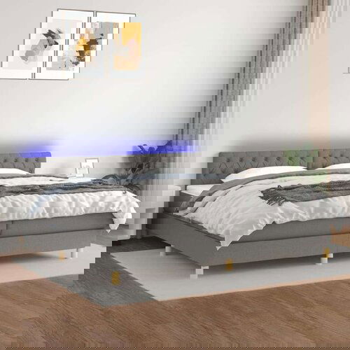  Box spring postelja z vzmetnico LED temno siva 200x200 cm blago, (20723799) Slike