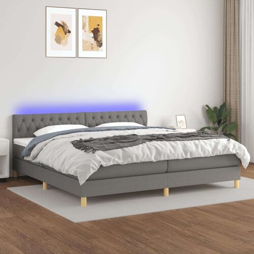  Box spring s madracem LED tamnosivi 200x200 cm tkanina Cene