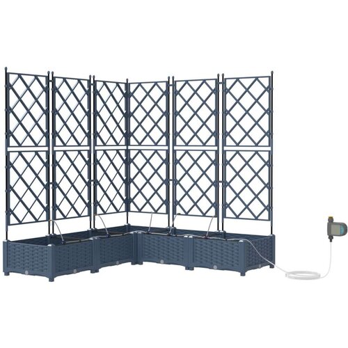VidaXL Vrtna sadilica Siva Plastika 120 x 120 x 126 cm Sadilice Slike