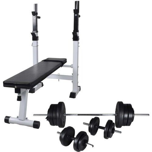 vidaXL Vadbena klop s kompletom uteži in stojalom 60,5 kg Cene