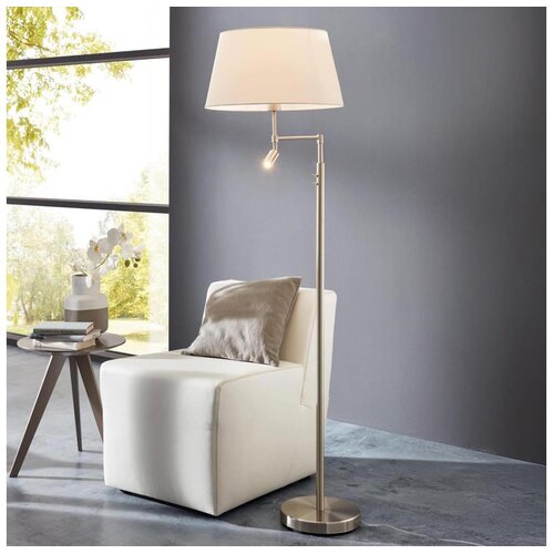 Eglo Santander podna/2, led, e27+2,1w, 250lm, v1530, nikl-mat/bela/tekstil Cene