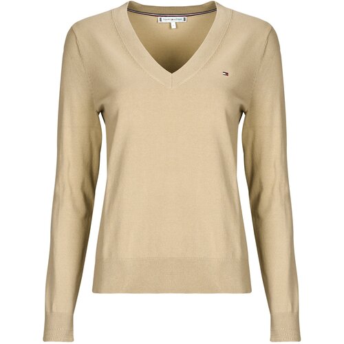 Tommy Hilfiger CO JERSEY STITCH LS V-NK SWEATER Bež Slike