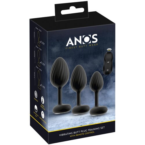 Anos vibracijski analni čep set (črna) Slike
