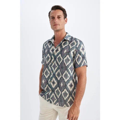 Defacto Regular Fit Polo Neck Printed Short Sleeve Shirt