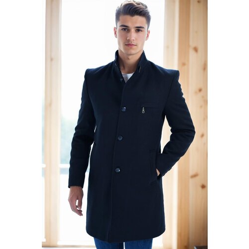 Dewberry PLT8367 MEN&amp;#039;S COAT-PLAIN NAVY BLUE Slike