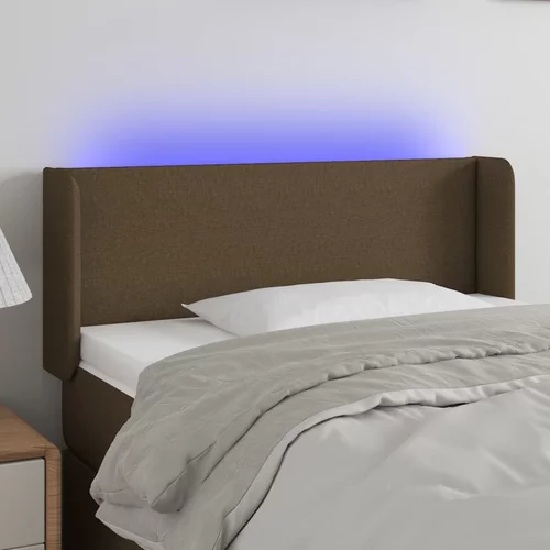 vidaXL LED posteljno vzglavje temno rjavo 83x16x78/88 cm blago