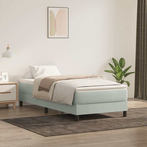 Box Spring krevet s madracem svijetlo sivi 80x220 cm samt Slike
