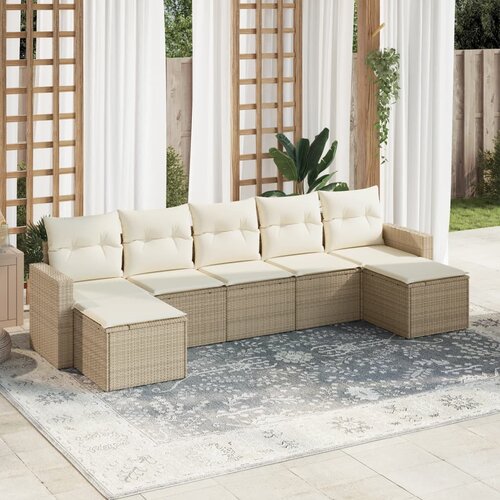 vidaXL 7-dijelni set vrtnih sofa od poliratana s jastucima bež Cijene