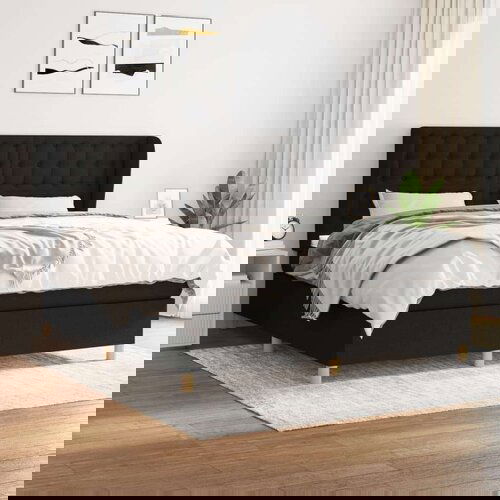  Krevet s oprugama i madracem crni 160x200 cm od tkanine Cijene
